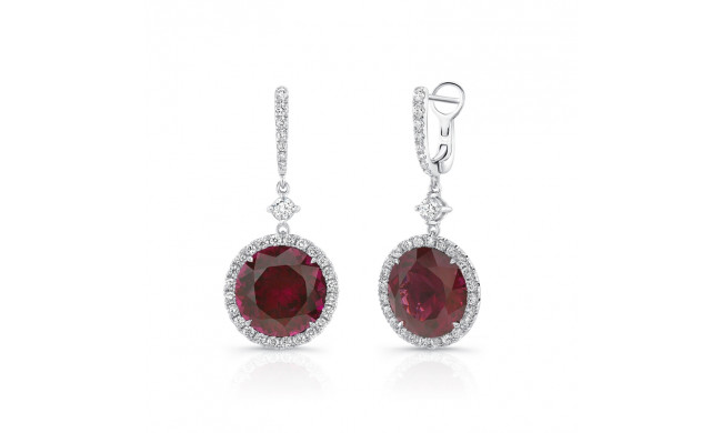 Uneek Round Rhodolite Diamond Earrings - LVE944RDRH