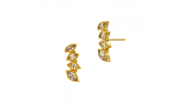 Freida Rothman Fleur Bloom Leaflet Stud Earrings - FBYZE05