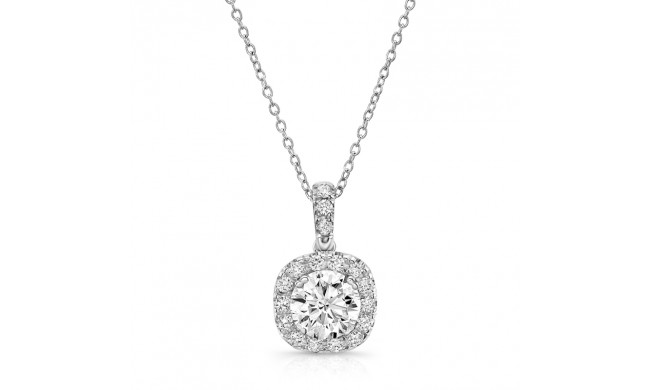 Uneek Round Diamond Pendant with Dainty Cushion-Shaped Halo - LVN898W-5.0RD