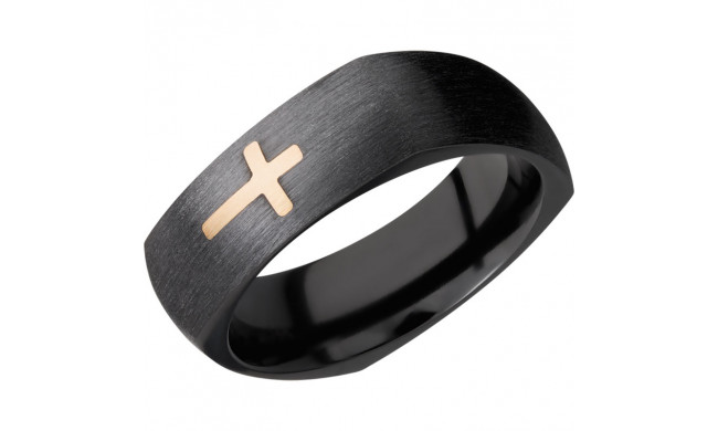 Lashbrook Black & Yellow Zirconium 7mm Men's Wedding Band - Z7DSQ2CROSS_14KY+SATIN