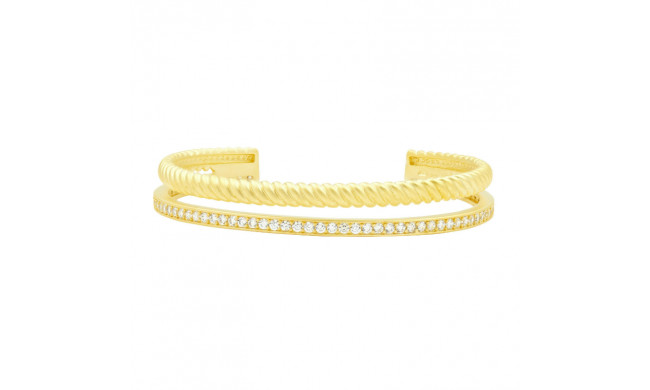 Freida Rothman Double Rope Cuff Bangle In 14K Gold - TPYZB03