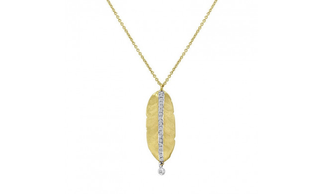 Meira T Yellow Gold Hammered Leaf Necklace