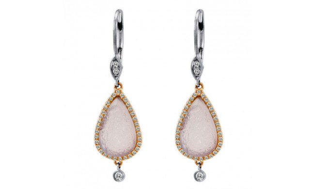 Meira T Two Tone 14k Gold Diamond Druzy Drop Earrings