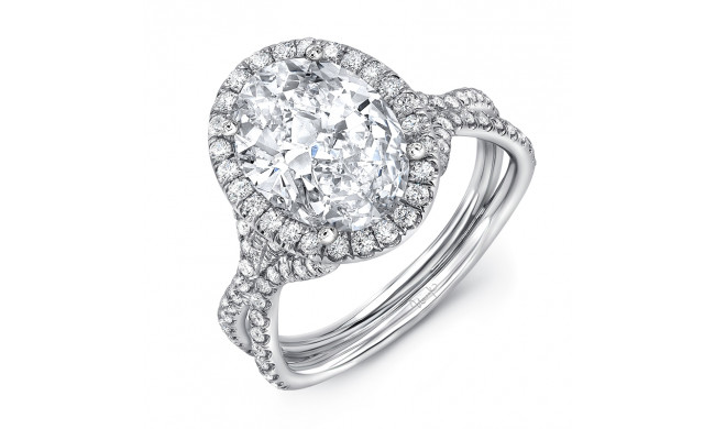 Uneek 7-Carat Oval Diamond Halo Engagement Ring with Pave Double Shank - LVS942
