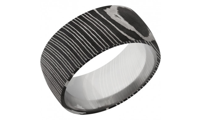 Lashbrook Black & White Damascus Steel 10mm Men's Wedding Band - D10D+ACID