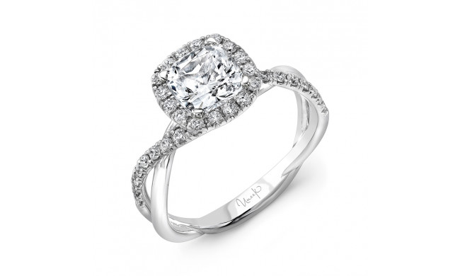 Uneek Cushion-Shaped Diamond Halo Engagement Ring with Infinity-Style Crisscross Shank - SM817CU-6.0CU