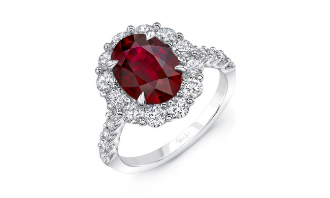Uneek Oval Ruby Diamond Engagement Ring - LVRRI3356R