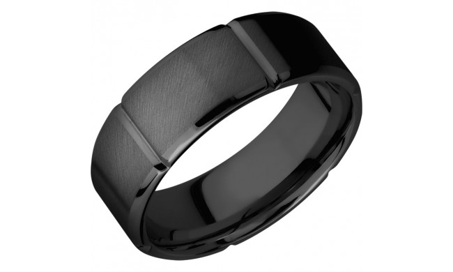 Lashbrook Black Zirconium 8mm Men's Wedding Band - Z8B6SEG+ANGLE+SATIN_POLISH