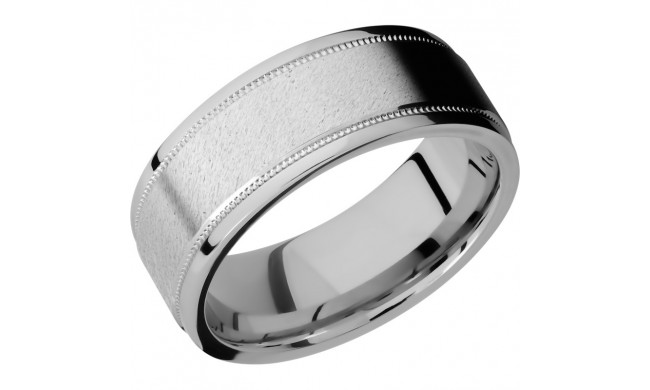 Lashbrook Cobalt Chrome 8mm Men's Wedding Band - CC8FGEW2UMIL+ANGLE+STONE_POLISH