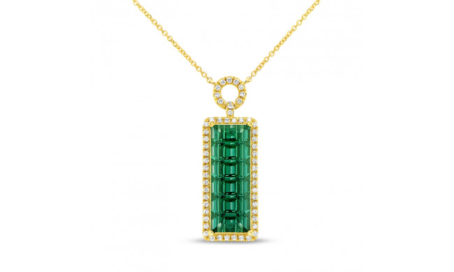 Uneek Precious Emerald Cut Green Tourmaline Pendant - PN008-GT
