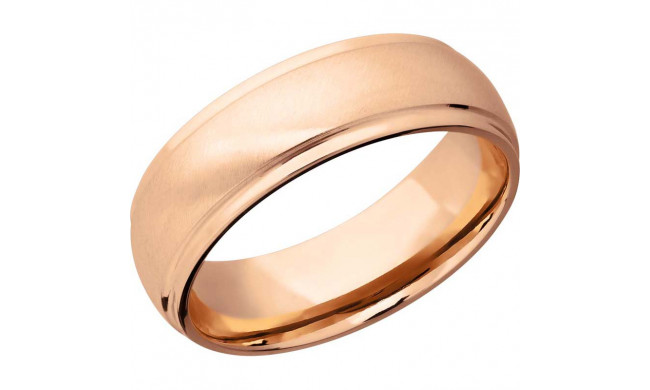 Lashbrook 14k Rose Gold 7mm Men's Wedding Band - 14KR7DGE-P+ANGLE+SATIN_POLISH