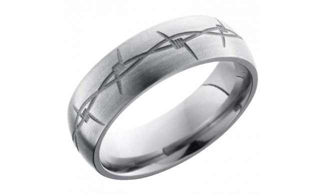 Lashbrook Titanium 7mm Men's Wedding Band - 7DBARB+SAND_SATIN