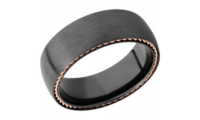 Lashbrook Black & Rose Zirconium 8mm Men's Wedding Band - Z8DSIDEBRAID_14KR+SATIN