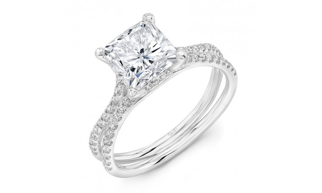 Uneek 3-Carat Cushion Diamond Engagement Ring with Pave Silhouette Double Shank - LVS1011CU