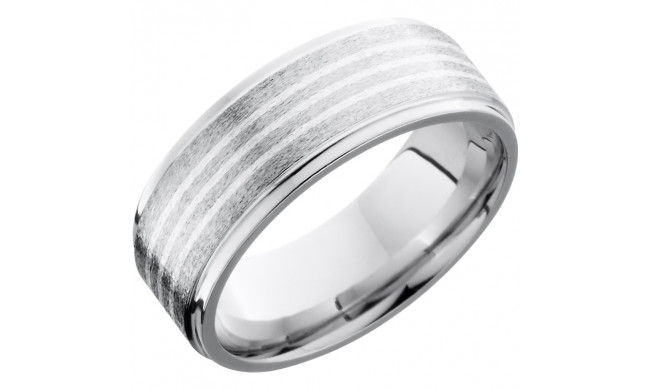 Lashbrook Cobalt Chrome 8mm Men's Wedding Band - CC8FGE3.5_SS+STONE_POLISH