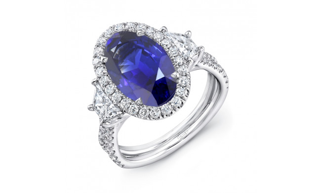Uneek Blue Sapphire Diamond Engagement Ring - LVS983OVTANZ