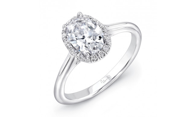 Uneek Classic Oval Diamond Halo Engagement Ring with Sleek, Stoneless Unity Tri-Fluted Shank - USMS08OV-7.5X5