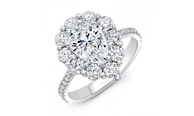 Uneek Pear-Shaped Diamond Engagement Ring with Scallop-Inspired Shared-Prong Round Diamond Halo - LVS1015PS