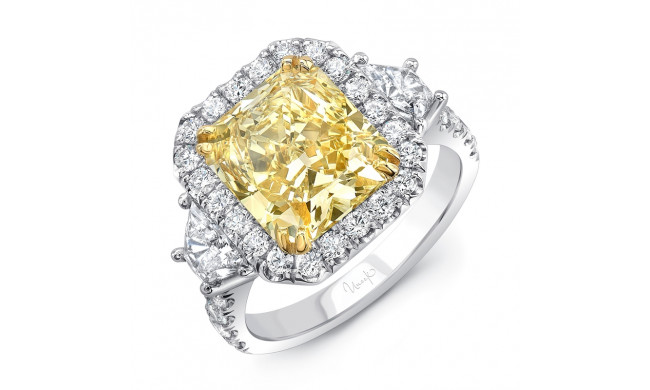 Uneek Contemporary Radiant-Cut Yellow Diamond-Center Three-Stone Engagement Ring - LVS1008RADFY