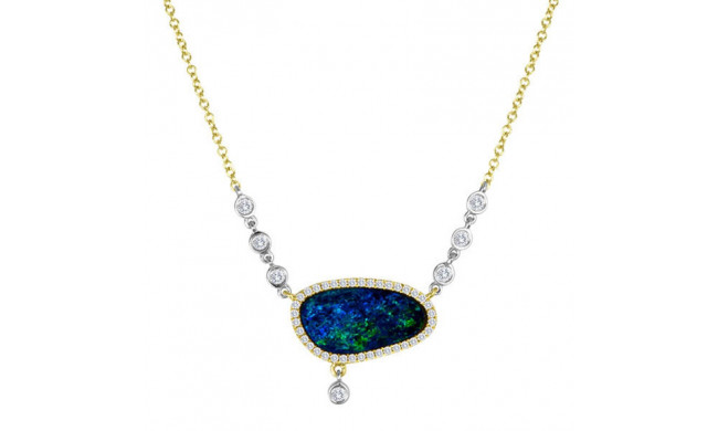 Meira T 14k Yellow Gold Opal and Diamond Necklace