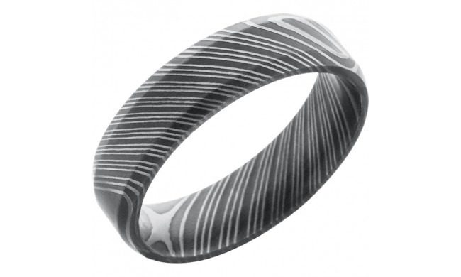 Lashbrook Black & White Damascus Steel 6mm Men's Wedding Band - D6B+ACID