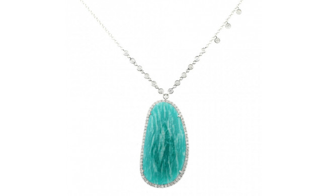 Meira T White Gold Rough Blue Amazonite Necklace