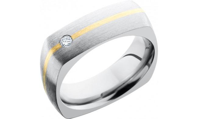 Lashbrook White & Yellow Titanium 7mm Men's Wedding Band - 7DSQ11_14KYDIAOC.07F+SATIN