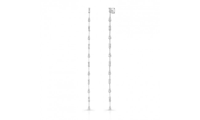 Uneek Cascade Collection Dangle Earrings with Tapered Baguette and Round Diamonds - LVED4063W