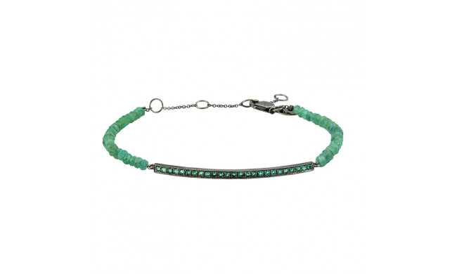 Meita T Black Rhodium Emerald Bar Bracelet