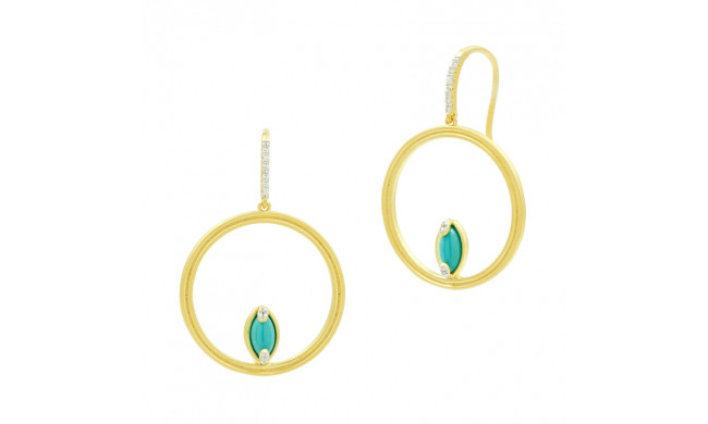 Freida Rothman Fleur Bloom Empire Turquoise Open Hoop Earrings - FBPYZTQE61