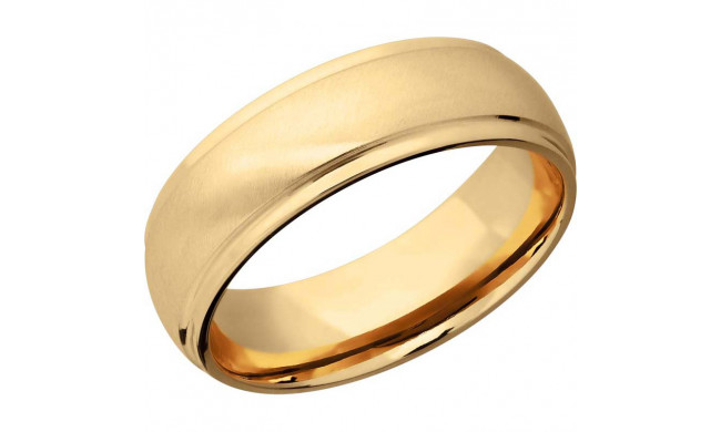 Lashbrook 14k Yellow Gold 7mm Men's Wedding Band - 14KY7DGE-P+ANGLE+SATIN_POLISH