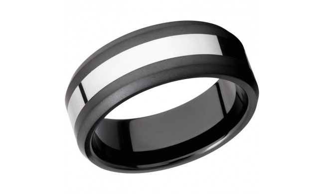 Lashbrook Black & White Tungsten Men's Wedding Band - TCR8335+POLISH_BEAD