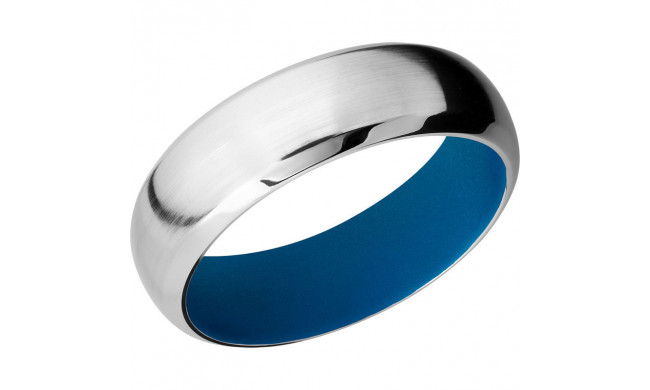 Lashbrook Cobalt Chrome 7mm Men's Wedding Band - CC7DB+SATIN_POLISH+SKYBLUEIN