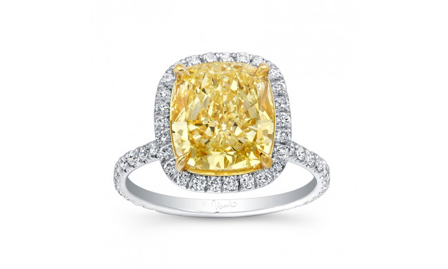 Uneek Cushion-Cut Fancy Yellow Diamond Halo Engagement Ring - LVS840