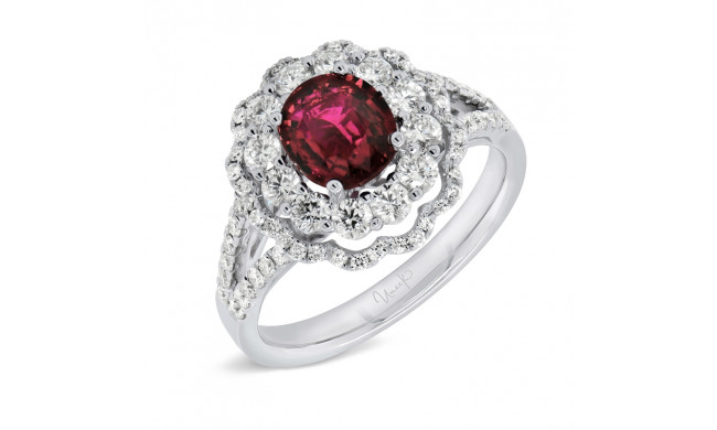 Uneek Oval Ruby Diamond Engagement Ring - LVRRI2341R