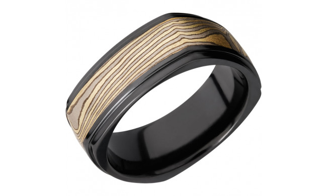 Lashbrook Black Zirconium 8.5mm Men's Wedding Band - Z8.5FGESQ15_M18KY14KWSS+ACID_BEAD_POLISH