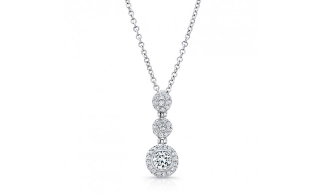 Uneek Round Diamond Three-Tier Halo Drop Pendant - LVN644