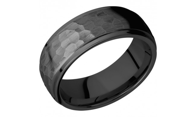 Lashbrook Black Zirconium 8mm Men's Wedding Band - Z8DGE+HAMMER_POLISH