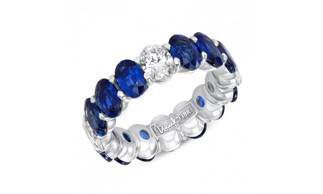 Uneek Oval Blue Sapphire and Oval Diamond Eternity Band - ETOVBSD