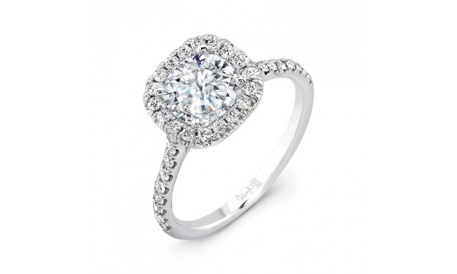Uneek Classic Round-Diamond-on-Cushion-Halo Pave Engagement Ring - SWS143