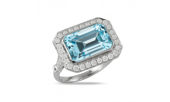 Doves Sky Blue 18k White Gold Diamond Ring - R9797BT