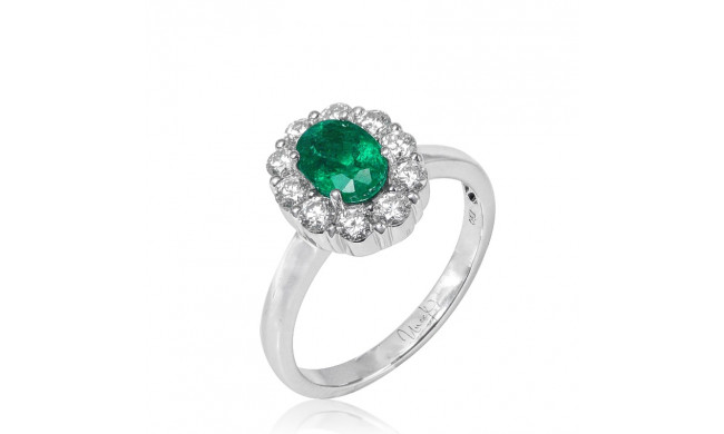 Uneek Oval Emerald Ring with Scalloped Diamond Halo - LVRMT2142E