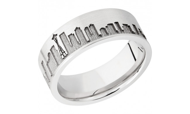 Lashbrook Cobalt Chrome 8mm Men's Wedding Band - CC8F_LCVSEATTLESKYLINE+SAND_SATIN