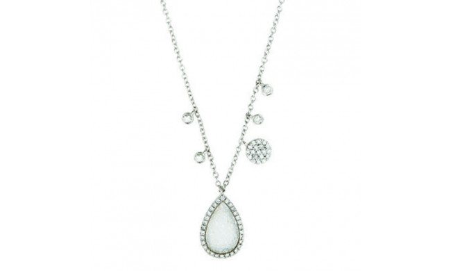 Meira T White Gold Diamond and Druzy Necklace