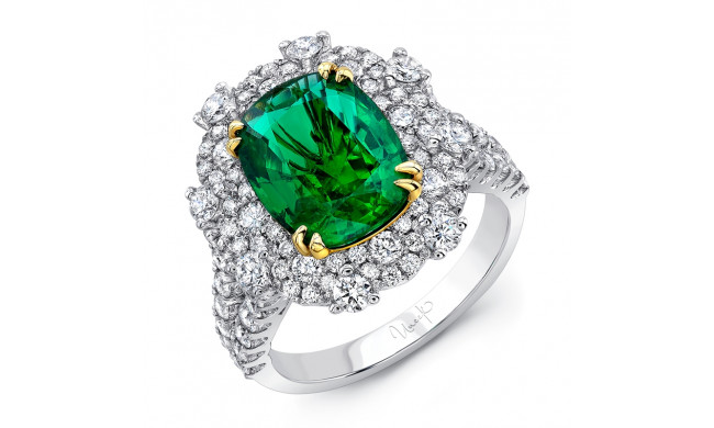 Uneek Cushion-Cut Emerald Halo Cocktail Ring - LVRMI1998E