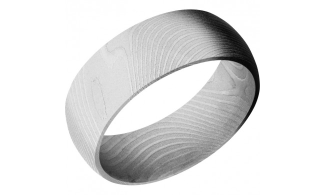 Lashbrook White Damascus Steel 8mm Men's Wedding Band - D8DFLATTWIST+BEAD