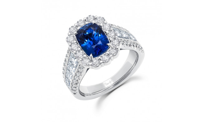 Uneek Cushion Cut Blue Sapphire Engagement Ring - LVS1036CUBS