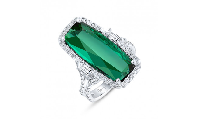 Uneek Precious Cushion Green Tourmaline Engagement Ring - R3004U