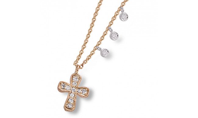 Meira T 14k Rose Gold Trendy Diamond Cross Necklace