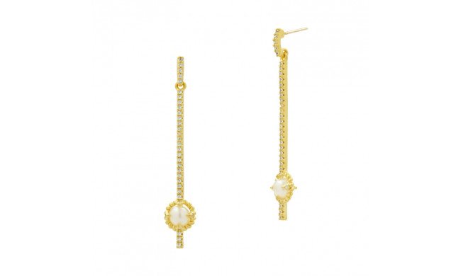 Freida Rothman Linear Drop Earrings With Pearls In 14K Gold - TPYZFPE01-14K